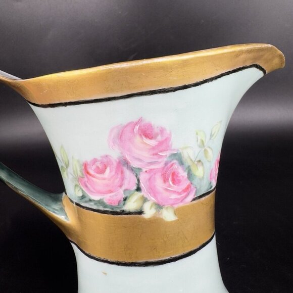 HR Cacilie Bavaria Germany Pitcher Jug Gold Trim Floral Pattern Favorite Marked - Picture 5 of 14